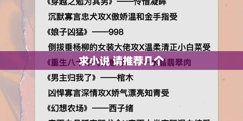 求小说 请推荐几个