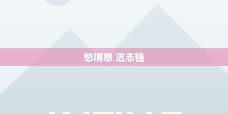 愁啊愁 迟志强