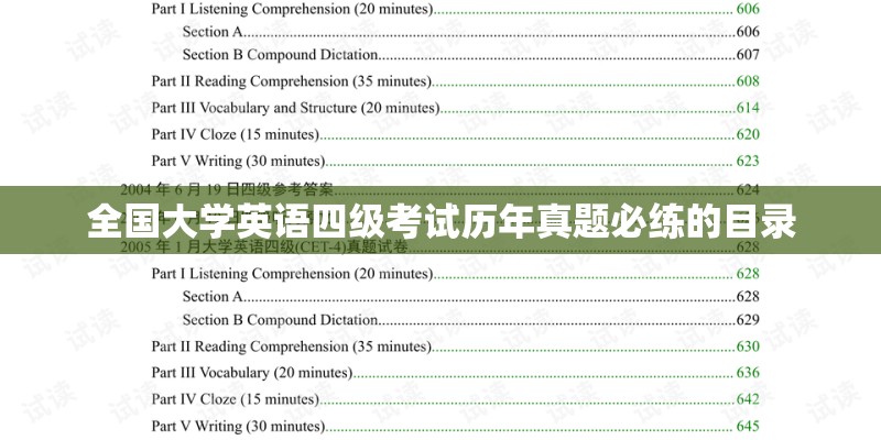 全国大学英语四级考试历年真题必练的目录 全国大学英语四级考试历年真题必练的目录